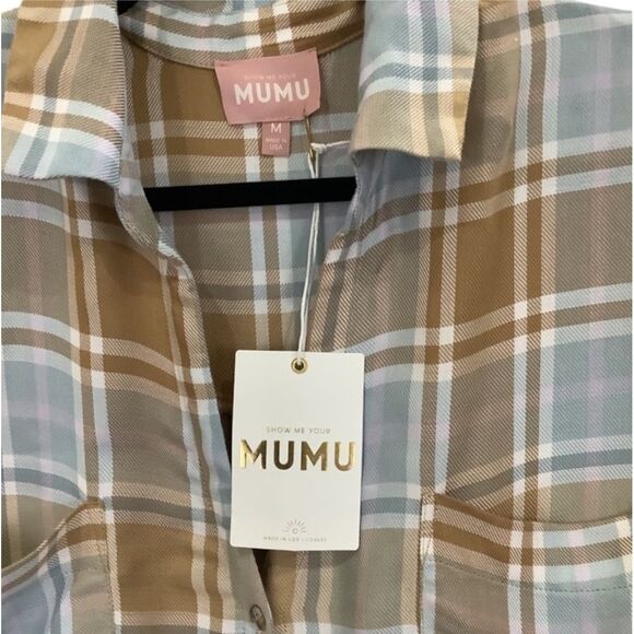 Show Me Your MuMu Plaid Button Down Shirt Dress - Picture 4 of 7